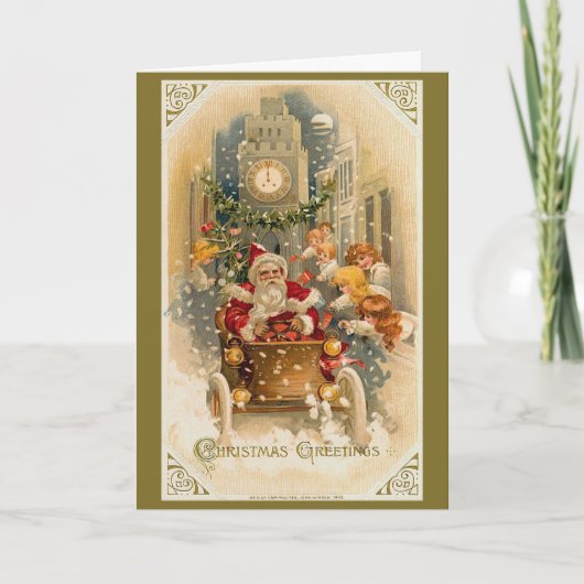 Weihnachtskarte 'Santas Mitternachtsfahrt' Feiertagskarte (Vorderseite)