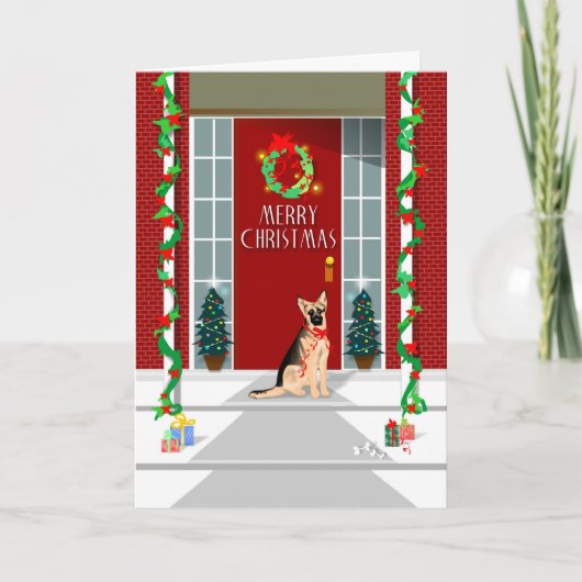 Weihnachtskarte - Schäferhund-Weihnachten Feiertagskarte (Vorderseite)