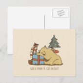 Weihnachtskarte - Schlafbär Feiertagspostkarte (Vorne/Hinten)