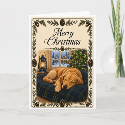 Weihnachtskarte - Schlafender Hund Feiertagskarte (Vorderseite)