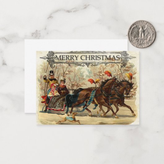 Weihnachtskarte - Schlitten Mitteilungskarte (Vorderseite/Rückseite Beispiel)