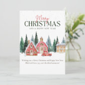 Weihnachtskarte - Schnee und Bäume Feiertagskarte (Stehend Vorderseite)