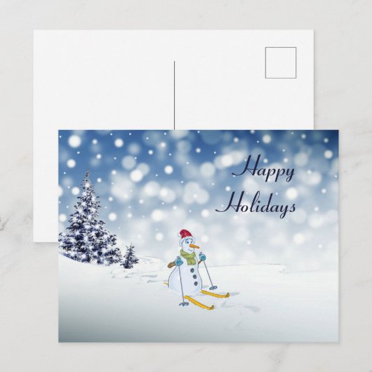 Weihnachtskarte Schneemann Postkarte (Vorne/Hinten)