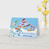 Weihnachtskarte Schneemänner Sonderkarte. Karte (Gelbe Blume)