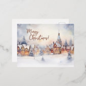 Weihnachtskarte, Schneewinterlandschaft Folien Feiertagspostkarte (Vorderseite/Rückseite)