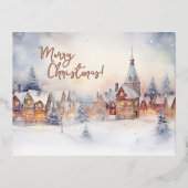 Weihnachtskarte, Schneewinterlandschaft Folien Feiertagspostkarte (Vorderseite)