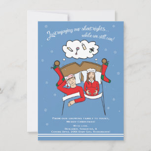Weihnachtskarte Schwangerschaft Karte - Brünett 4x