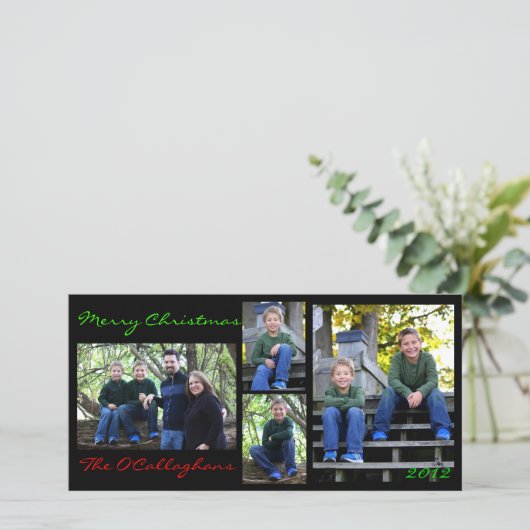 Weihnachtskarte - schwarzer Hintergrund Feiertagskarte (Stehend Vorderseite)