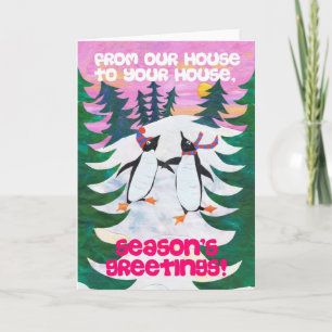Weihnachtskarte - Skaten Pinguine Feiertagskarte