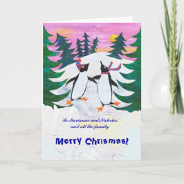 Weihnachtskarte - Skaten Pinguine Feiertagskarte