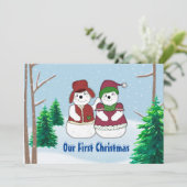 Weihnachtskarte Snow Couple Feiertagskarte (Stehend Vorderseite)