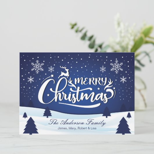 Weihnachtskarte Snow Scene Feiertagskarte (Stehend Vorderseite)