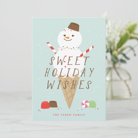 Weihnachtskarte Snowcone Ankündigung (Stehend Vorderseite)