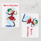 Weihnachtskarte Snowman and Girl Dance - Spaß Mitteilungskarte (Vorne/Hinten)