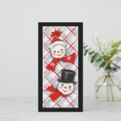 Weihnachtskarte Snowman Couple Holiday Card Feiertagskarte (Stehend Vorderseite)