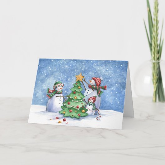 Weihnachtskarte Snowman Feiertagskarte (Vorderseite)