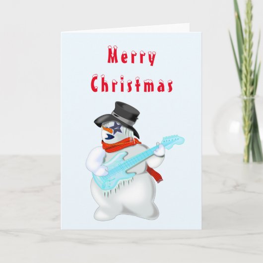 Weihnachtskarte Snowman Gitarre Spieler Funny Karte (Vorderseite)