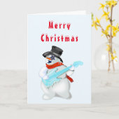 Weihnachtskarte Snowman Gitarre Spieler Funny Karte (Gelbe Blume)