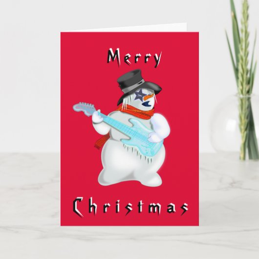 Weihnachtskarte Snowman mit Gitarre Musical Karte (Vorderseite)