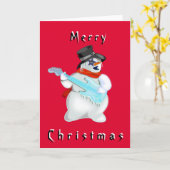 Weihnachtskarte Snowman mit Gitarre Musical Karte (Gelbe Blume)