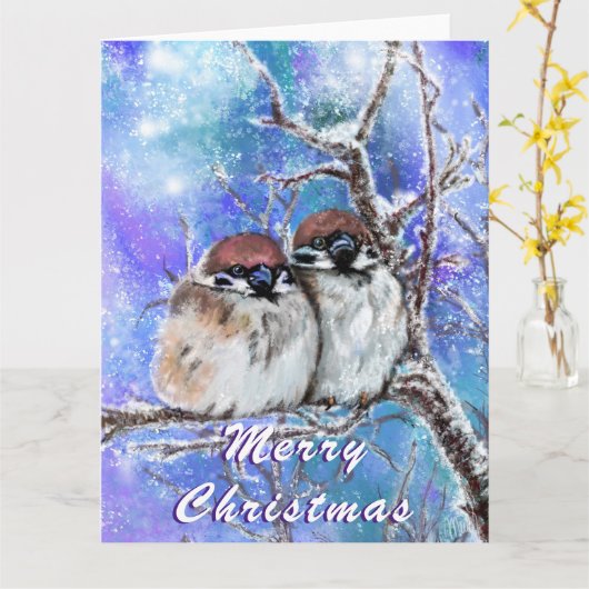 Weihnachtskarte Sparrows Coupe im Winter Karte (Gelbe Blume)