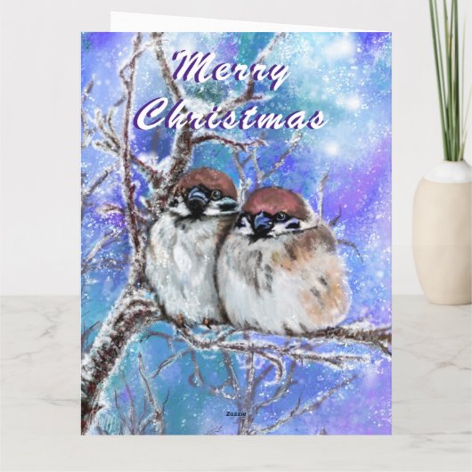 Weihnachtskarte Sparrows Coupe im Winter Karte (Rückseite)