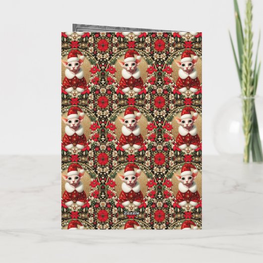 Weihnachtskarte Sphynx Cat individuell anpassbar Karte (Rückseite)