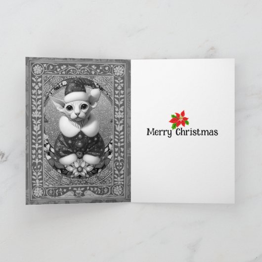 Weihnachtskarte Sphynx Cat individuell anpassbar Karte (Innenseite)