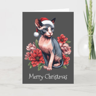 Weihnachtskarte | Sphynx Cat Tragen einer Weihnach Karte