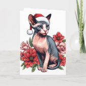 Weihnachtskarte | Sphynx Cat Tragen einer Weihnach Karte (Rückseite)