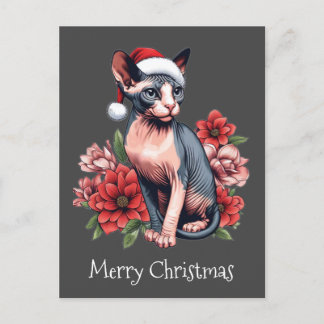 Weihnachtskarte | Sphynx Cat Tragen einer Weihnach Postkarte