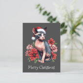 Weihnachtskarte | Sphynx Cat Tragen einer Weihnach Postkarte (Stehend Vorderseite)