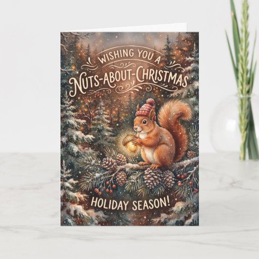 Weihnachtskarte 'Squirrel Nuts About Christmas' Karte (Vorderseite)