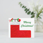 Weihnachtskarte Strumpf Postkarte (Stehend Vorderseite)