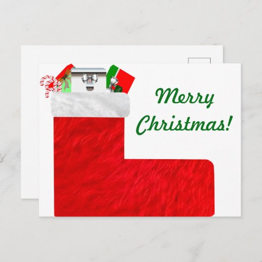 Weihnachtskarte Strumpf Postkarte (Vorne/Hinten)