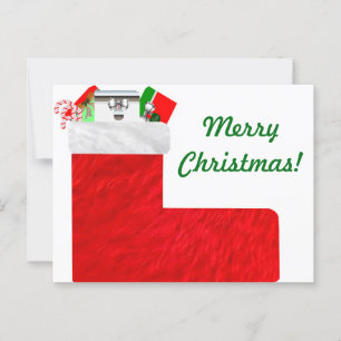Weihnachtskarte Strumpf Postkarte