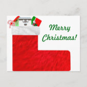 Weihnachtskarte Strumpf Postkarte (Vorderseite)