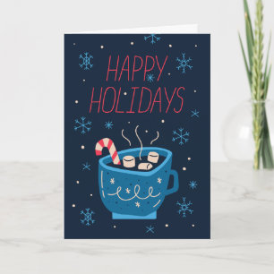 Weihnachtskarte Tasse Kakao mit Zuckerstange Feiertagskarte