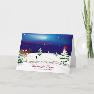 Weihnachtskarte und -gedicht "warteten Sankt " Feiertagskarte