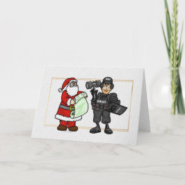 Weihnachtskarte und SWAT Team Officer Weihnachtska Feiertagskarte