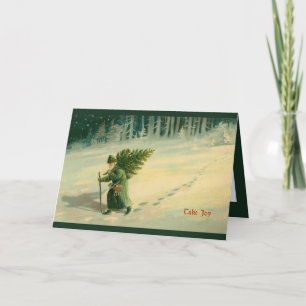 Weihnachtskarte und Vintages Vers "Take Joy" Feiertagskarte