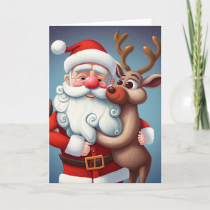 Weihnachtskarte und Weihnachtsmann Rentiere Feiertagskarte