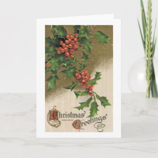 Weihnachtskarte - Viktorianisch Holly Feiertagskarte (Vorderseite)