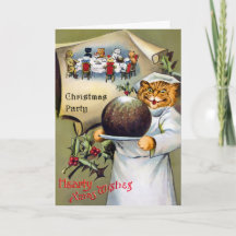 Weihnachtskarte viktorianischer Katzenkoch