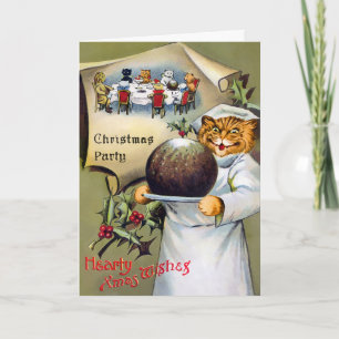 Weihnachtskarte viktorianischer Katzenkoch Feiertagskarte