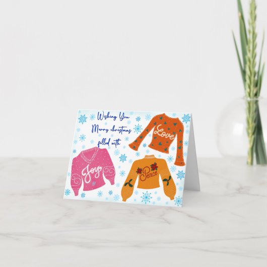 Weihnachtskarte voller Liebe, Stück und Freude Dankeskarte (Vorderseite)