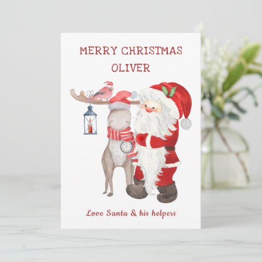 Weihnachtskarte vom Weihnachtsmann & Helfer bearbe (Stehend Vorderseite)