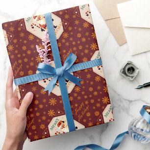 Weihnachtskarte von Santa Claus mit Zuckerstange Geschenkpapier