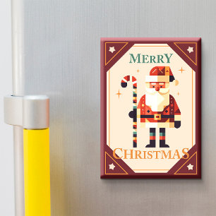 Weihnachtskarte von Santa Claus mit Zuckerstange Magnet