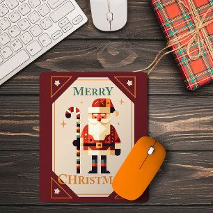 Weihnachtskarte von Santa Claus mit Zuckerstange Mousepad